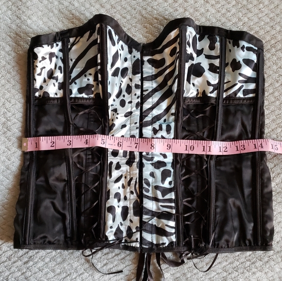 Y2K Vintage Blue Black Satin Strappy Spotted Animal Print Coset - Picture 9 of 17